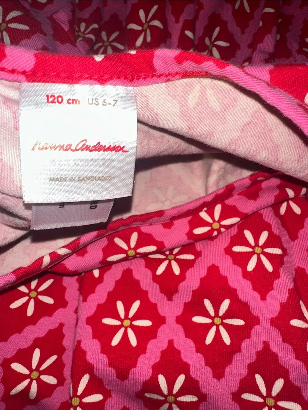 EUC! Hanna Andersson Pink Patterned Long-Sleeve Swing Dress - Girls 6/7